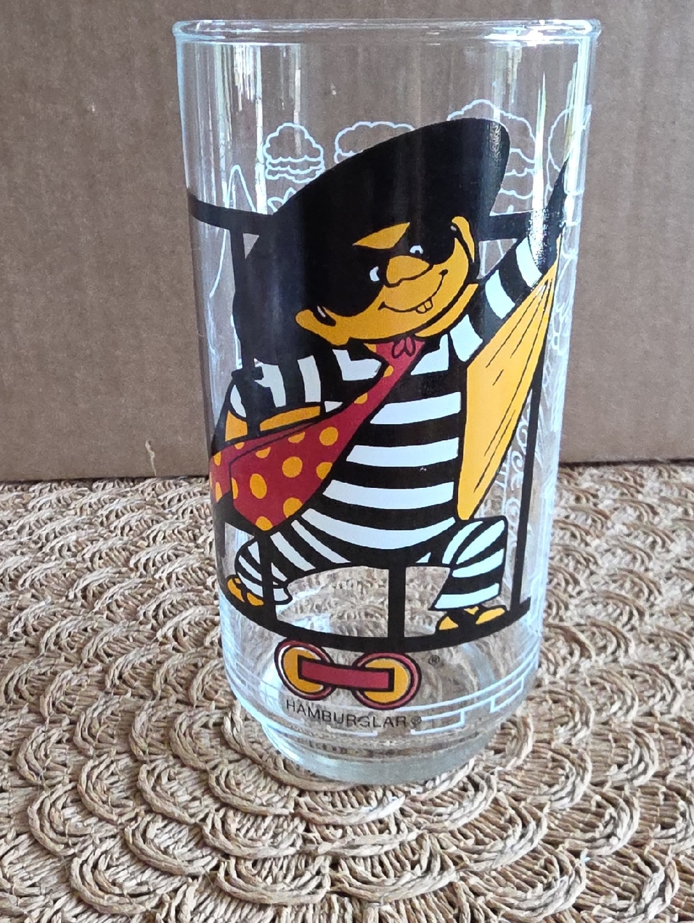 Vintage 1977 McDonald's Hamburglar Glass from the McDonaldland Action Series